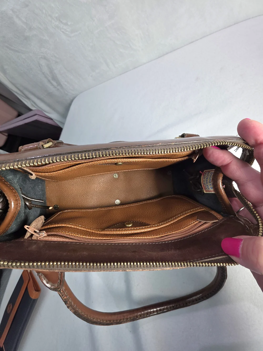 Vintage Dooney & Bourke All Weather Leather Satchel Black Pebbled Leather